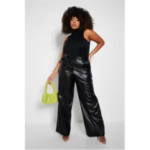 Image of I Saw It First Plus Size Wide Leg Faux Leather Trousers - Black