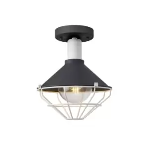 Image of Semi-Flush Ceiling, 1 Light E27, IP65, Anthracite, Matt White