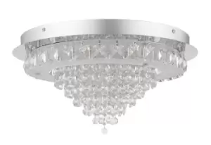 Image of Essonne 1 Light LED Large Flush Ceiling Light Chrome Crystal