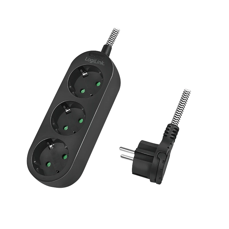 Image of LogiLink LPS261 power extension 1.5 m 3 AC outlet(s) Indoor Black. Whi