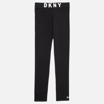Image of DKNY Girls Logo Waist Leggings - Black - 6 Years