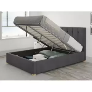 Image of Hepburn Ottoman Upholstered Bed, Plush Velvet, Steel - Ottoman Bed Size Single (90x190)