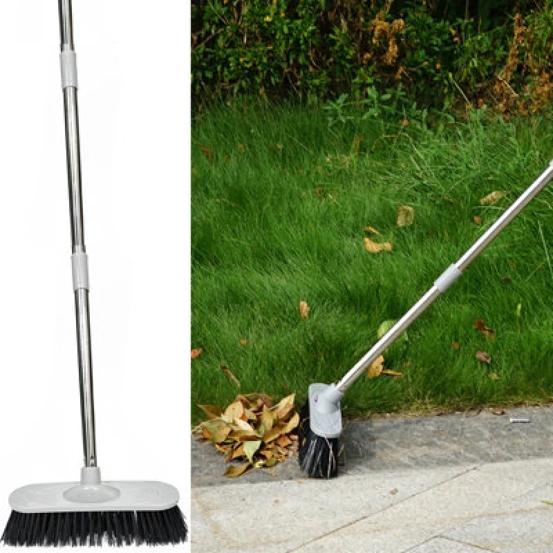 Image of Gr8 Garden Heavy Duty Stainless Steel Broom with Handle Outdoor Garden Hard Bristle Brush Silver unisex