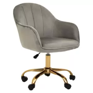 Image of Premier Housewares Brent Velvet and Gold Home Office Chair, Grey