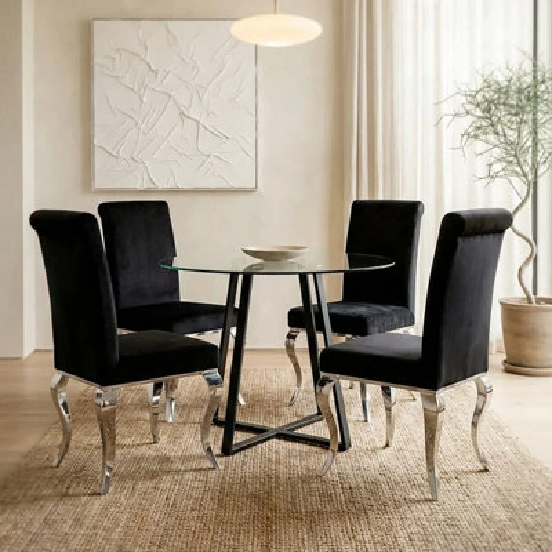 Image of Orsina Metropolitan Matte Black Lattice Dining Table