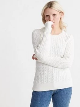 Image of Superdry Croyde Bay Knitted Jumper - White, Size 12, Women