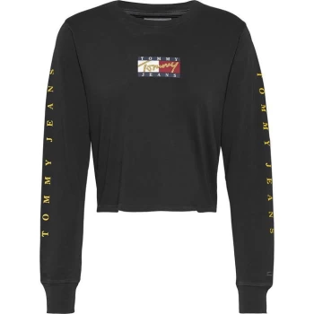 Image of Tommy Jeans Vintage Bronze Long Sleeve T Shirt - Black