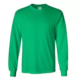 Image of Gildan Mens Plain Crew Neck Ultra Cotton Long Sleeve T-Shirt (S) (Irish Green)