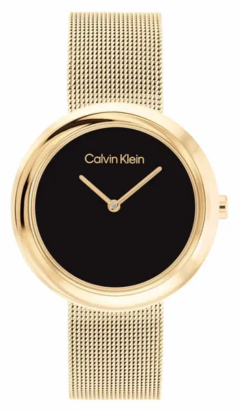 Image of Calvin Klein 25200012 Womens Black Dial Gold Stainless Watch