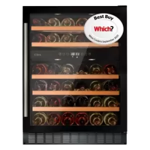 Image of CDA 60cm Freestanding Under Counter Wine Cooler - Black Glass