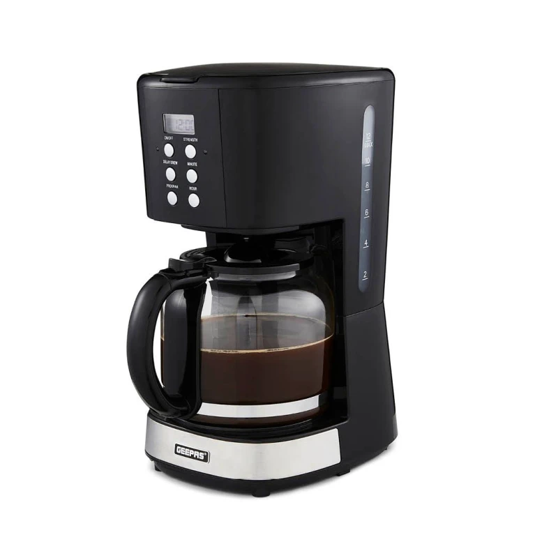 Image of Geepas Filter Coffee Maker Machine 12 Cups Automatic Setting Digital Timer Silver unisex