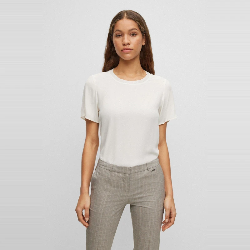 Image of Boss Womens Ilyeana Regular Fit T-Shirt Open White female 4 (XXS)