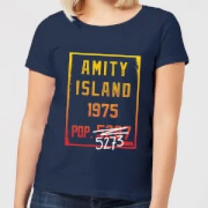 Image of Jaws Amity Population Womens T-Shirt - Navy - S