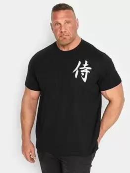 Image of BadRhino Samurai Back Print T-Shirt, Black, Size L, Men