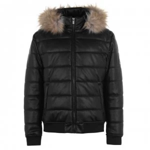 Image of Firetrap PU Bubble Jacket Mens - Black
