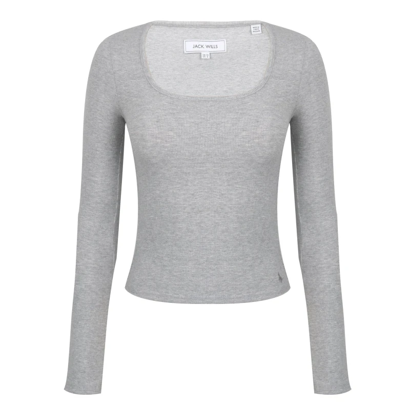 Image of Jack Wills Womens Long-Sleeve T-Shirt Grey Marl female 8 (XS)