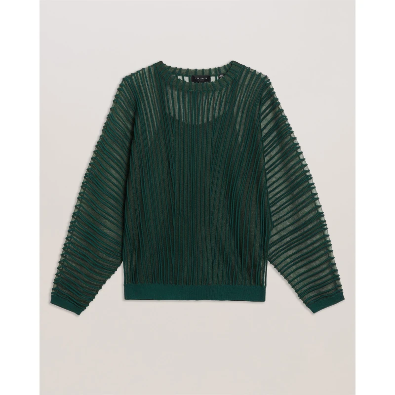 Image of Ted Baker Womens Striped Knitted Top Dk-Green female 8 (XS)
