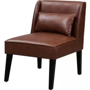 Image of Marc Lounge Accent Chair, Reading Armchair Seat in Faux-Leather with Padding & Cushion for Living Room or Reception Room, Brown - Brown - Teamson Home