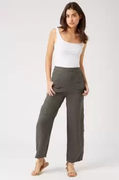 Image of Wide Leg Linen Trousers