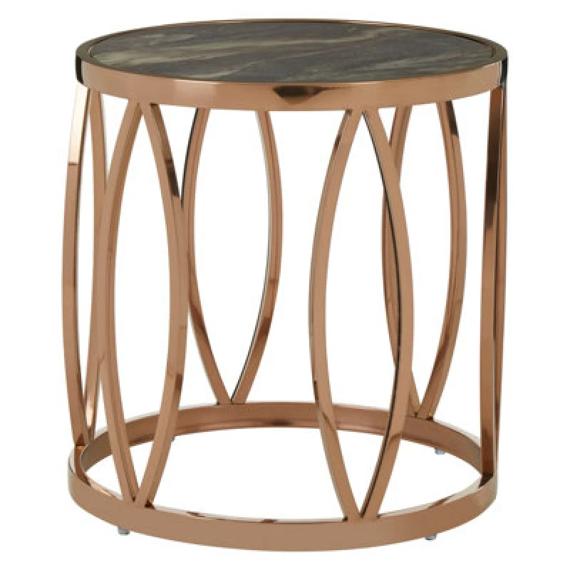Image of Orsina Tula Round Side Table With Leaf Base