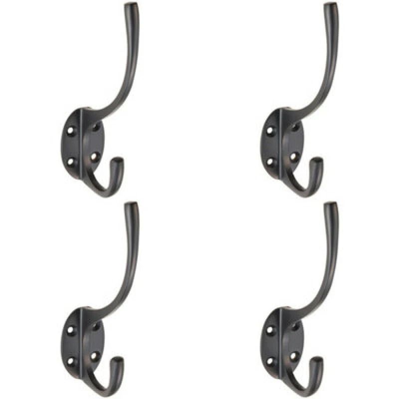 Image of Loops 4x Victorian Hat & Coat Hook on Oval Backplate 64mm Projection Matt Black Black