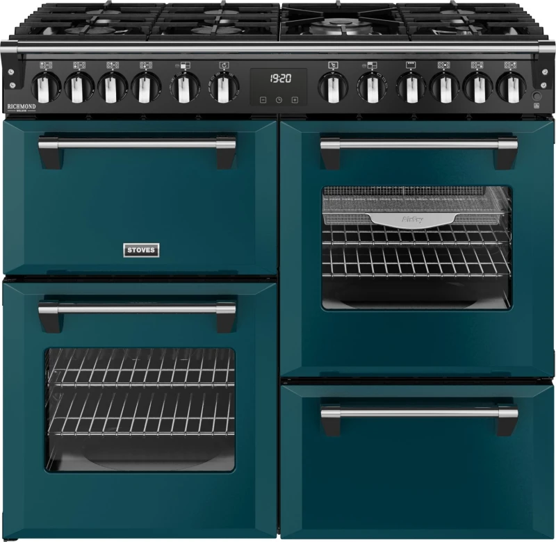 Image of Stoves Richmond Deluxe 100DF 100cm wide Dual Fuel Range Cooker with Gas Hob - Deep Marine - A Rated