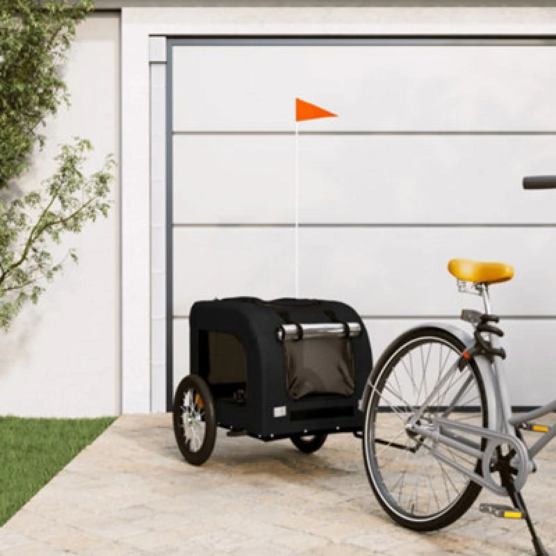 Image of VIDAXL Pet Bike Trailer Black Oxford Fabric and Iron vidaXL 93835