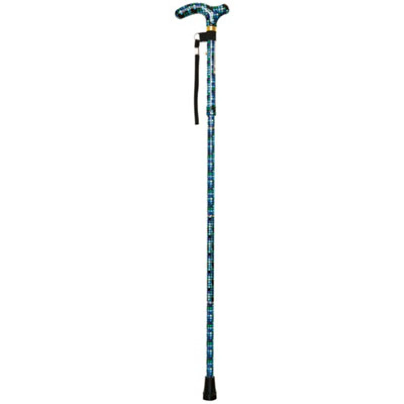 Image of Loops Deluxe Ambidextrous Foldable Walking Cane - 5 Height Settings - Tile Design Multi