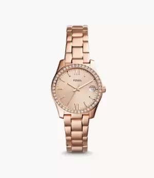 Image of Fossil Women Scarlette Three-Hand Date Rose-Gold-Tone Stainless Steel Watch