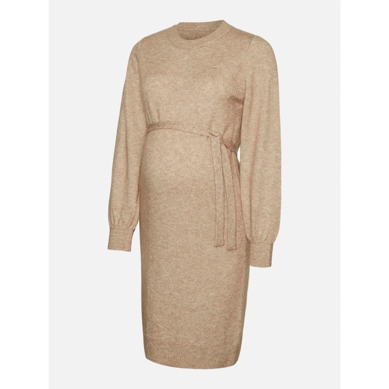 Image of Mamalicious Womens Mama Mini Dress Natural Melange female 10 (S)