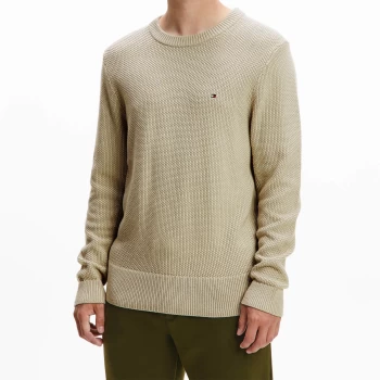 Image of Tommy Hilfiger Mens Exaggerated Structure Crewneck Jumper - Desert Tan - L
