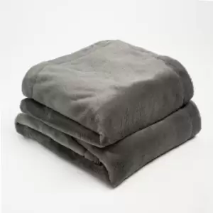 Image of Sienna Faux Rabbit Soft Flannel Fleece Throw Blanket Charcoal 200 X 240Cm