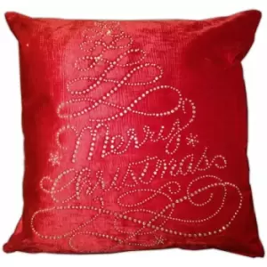Image of Sparkling Merry Christmas Red Cushion Cover 18 x 18 - Red