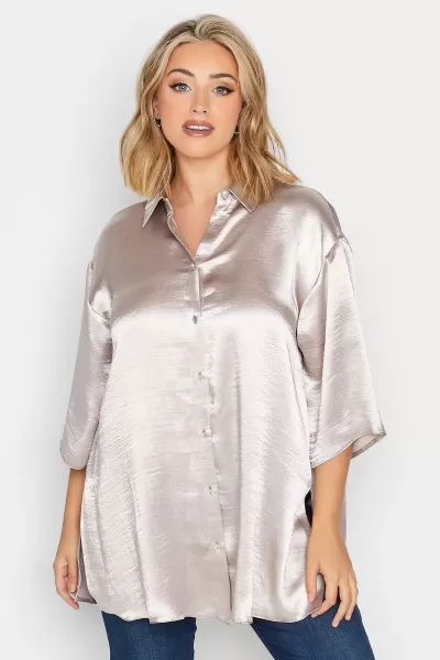 Image of 3/4 Sleeve Satin Shirt