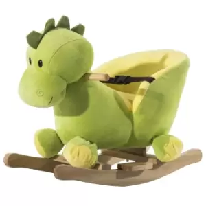 Image of HOMCOM Kids Rocking Horse Plush Ride On Dinosaur Seat w/Seat Safety Belt, 32 Songs, Ride on Horses Toys 18 Months Up