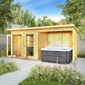 Image of Waltons Shiplap Pent Wooden Garden Room Summerhouse - 16 x 6 Summerhouse with Patio Area