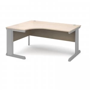Image of Vivo Left Hand Ergonomic Desk 1600mm - Silver Frame Maple Top