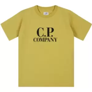 Image of CP COMPANY BoyS Goggle Logo T Shirt - Yellow