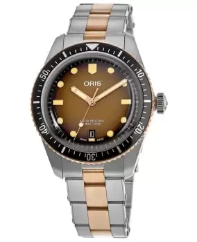 Image of Oris Divers Sixty-Five SUNSET Brown Dial Automatic Steel Mens Watch 01 733 7707 4356-07 8 20 17 01 733 7707 4356-07 8 20 17