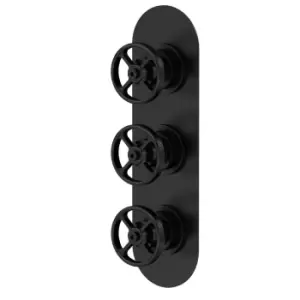 Image of Hudson Reed Triple Valve With Diverter - Matt Black