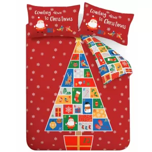 Image of Catherine Lansfield Countdown to Christmas Duvet Cover Set, Multi, Size Single