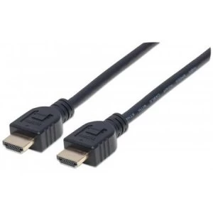 Image of Manhattan HDMI In-Wall CL3 Cable with Ethernet 4K@60Hz (Premium High Speed) 2m Male to Male Black 4K Ultra HD x 2k In-Wall rated Fully Shielded Gold P