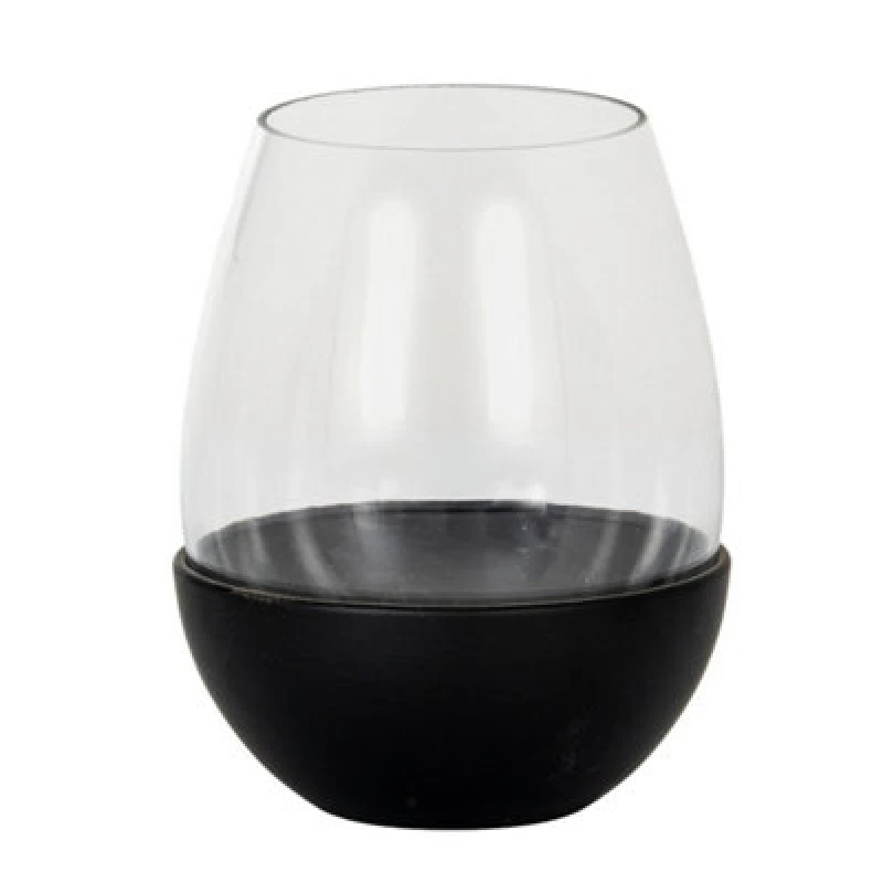Image of Hill Interiors Neris Large Candle Holder With Glass Goblet - L14 X W14 X H18cm - Black