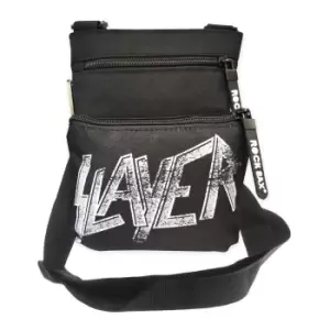 Image of Rock Sax Distorted Slayer Logo Crossbody Bag (One Size) (Black)