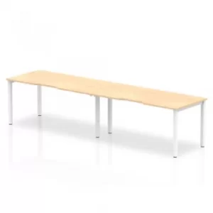 Image of Single White Frame Bench Desk 1600 Maple (2 Pod)