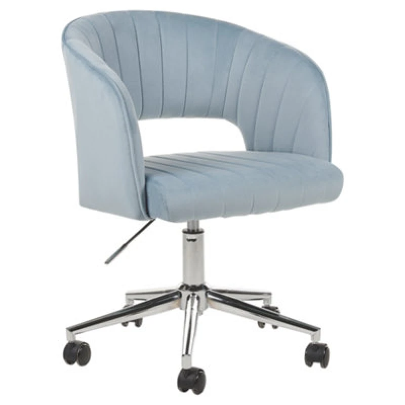 Image of Beliani Desk Chair Swivel Katonah Velvet Light Blue