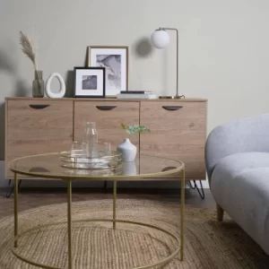 Image of Vesta Matt Gold Angled Table Lamp with White Globe Shade