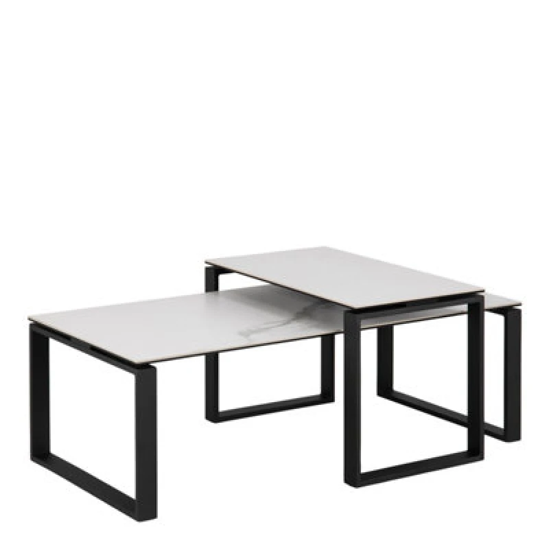 Image of Furniture To Go Katrine Coffee Table Set With White Ceramic Akranes Top