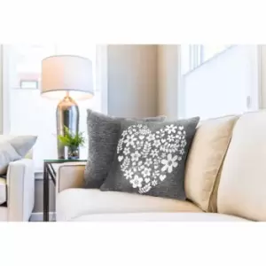 Image of Emma Barclay Pair Amor Heart Cushion Cover Charcoal