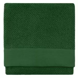 Image of Textured Weave 100% Cotton 500gsm Bath Sheet, Dark Green - Furn